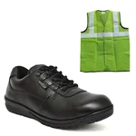 STONIX® DR001 Safety Shoes with Safety Jacket Combo for Men, Reflective Strips Jacket & Steel Toe
