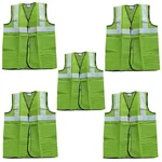 STONIX® Safety Jacket For Men & Women with High Visibility Reflective Strips (Green) - Pack of 5