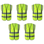 STONIX® High Visibility Safety Jacket for Men, Reflective Work Vest with Pockets - Pack of 5