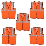 STONIX® Safety Jacket For Men & Women with High Visibility Reflective Strips (Orange) - Pack of 5