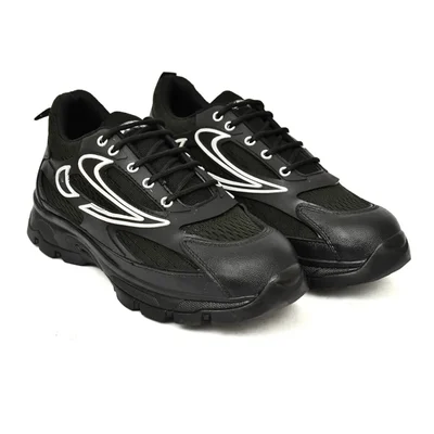 STONIX® ShieldMax Steel Toe Safety Shoes for Men, with Strong Traction TPR Sole (Black)(Size-6)