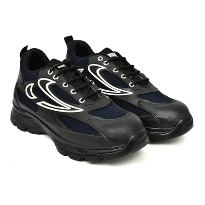 STONIX® ShieldMax Steel Toe Safety Shoes for Men, with Strong Traction TPR Sole (Blue)(Size-6)