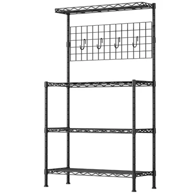 STORACK 14 x 30 x 59 inch 4 Shelves Height Adjustable Microwave Oven Stand, Kitchen Storage Rack