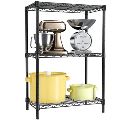 STORACK 24 x 14 x 32 inch 3 Shelves Height Adjustable Wire Shelving Rack With Wheels