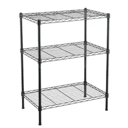 STORACK 30 x 14 x 48 inch 3 Shelves Black Coated Free Standing Kitchen Storage Organiser