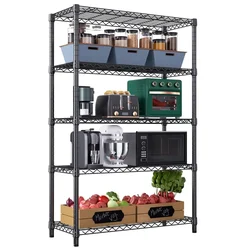 Storack 30 x 14 x 60 inch Height Adjustable 5 Shelf Boltless Multipurpose Rack, Black Coated and Steel Finish