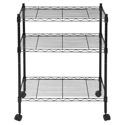 STORACK 14 x 24 x 34 inch 3 Shelves Height Adjustable Foldable Boltless Wire Shelving Rack Shelves, Black Finish