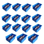 Avsar 200 x 125 x 100 mm FPO Blue Storage Bin with Vertical & Horizontal Partition, HDPE Material (Bin-15) - Pack of 15