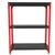 FIDVI® 9D X 23L X 30H Inch 3 Shelves Powder Coated Slotted Angle Metal Rack With Accessories Colour-Black & Red (SR-521)