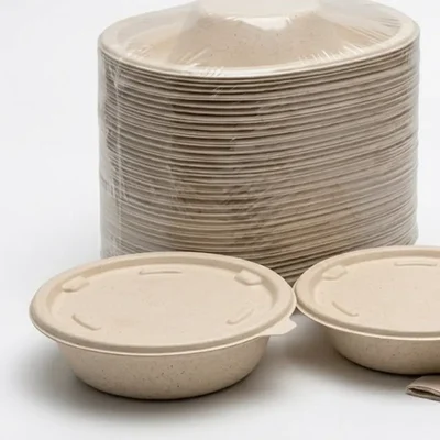 Chuk 1000ml Biodegradable Delivery Round Container with Lid for Parties, Catering & Family Events(Pack-500 pcs)