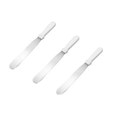 Smart Chef HS30104, 3pcs Pallet Knives with White Handle, Strainght 12-Inch Blade Length for Cake Decorating, Icing