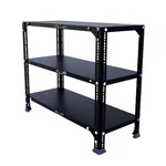 Menage 24x29x12 Inch 3 Shelves 24 Gauge Metal Black Slotted Angle Rack
