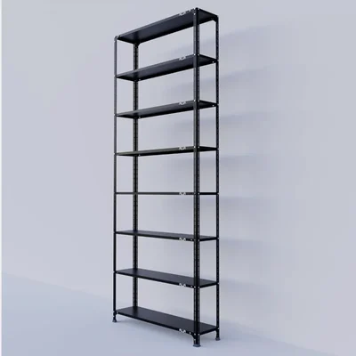 Alija 18 Gauge 30D x 120W x 300H Cm 8 Shelves Multipurpose Storage Rack With Accessories (Color-Black)