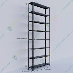Alija 18 Gauge ‎30D x 120W x 300H Cm 8 Shelves Multipurpose Storage Rack With Accessories (Color-Black)