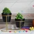Ecofynd Stylish, Contemporary Black Metal Planter Pots with Golden Stand (2 Piece Set)