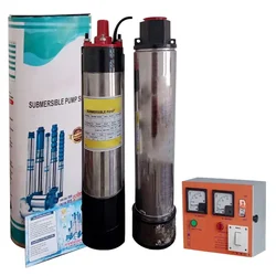 Heavy Duty 1 Hp 10 Stage 1Phase (V4) Oil Cooled Borewell Submersible Pump With Control Panel, 144ft Head-1 Year Warranty