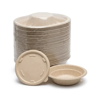 Chuk 500ml Biodegradable Delivery Round Container with Lid for Parties, Catering & Family Events(Pack-500 pcs)