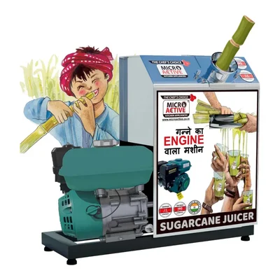 MICROACTIVE Shakti Model Sugarcane Juice Machine Without Petrol Engine, Stainless Steel Body and 3 Rollers
