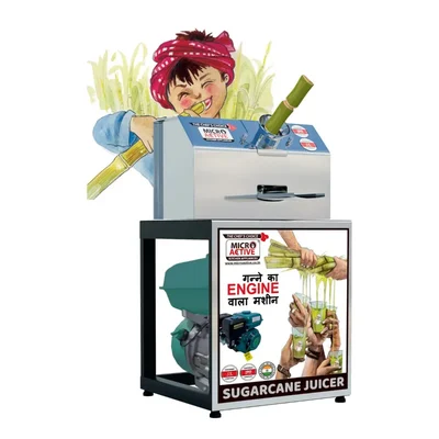 MICROACTIVE Swaraj Model Sugarcane Juice Machine Without Petrol Engine, Stainless Steel Body and 3 Rollers