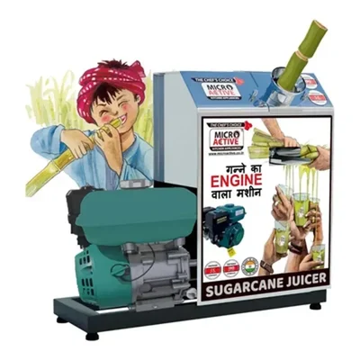 MICROACTIVE Shakti Model Sugarcane Juice Machine With Petrol Engine, Stainless Steel Body and 3 Rollers