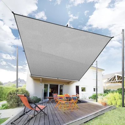 HIPPO 9.5FT X 10FT (2 Pcs) Shade Sail with Polyester Band Affordable 150 GSM Sun Shade UV Block for Outdoor Car Parking(Color-Grey)