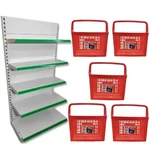 Premium Quality 5 Shelves (6 x 3 Feet) Display Rack  With 25 Liter 5 Piece Shopping Basket Combo