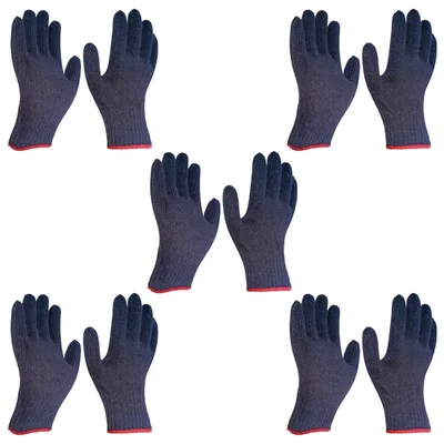 Super Safety Pair of 5 80 Gram Knitted Cotton Multipurpose Safety Gloves , Unisex