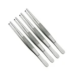 FORGESY 6 Inch Standard Surgical Tooth Forceps 1x2 Teeth (Pack of 4) SS Tissue Dissecting Tweezers for Medical Clinics