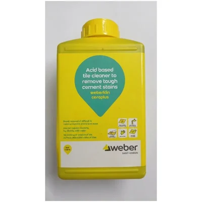 Weberklin Ceraplus Acid Based Tile Cleaner for Ceramic Porcelain and Vitrified Tiles 1 Litre Removes Cement Stains