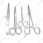 Forgesy SS Suturing Instrument Set of 4 Pcs | Toothed Forceps, Needle Holder, Iris Scissors Straight, Mayo Scissors