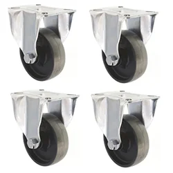 Suwas Trolley 76 mm x 32 mm 125 Kg. Loading Capacity CI (Cast Iron) Fixed Castor Wheel (Pack of 4)