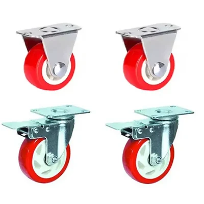 Suwas Trolley 4 Pcs 4” x 1.25”, 400Kg. Loading Capacity PU Type Castor Wheel (Fixed & Swivel), 6 Month Warranty
