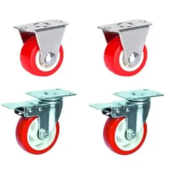 Suwas Trolley 4 Pcs 4” x 1.25”, 400Kg. Loading Capacity PU Type Castor Wheel (Fixed & Swivel), 6 Month Warranty