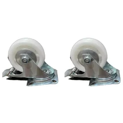Suwas Trolley 2 Pcs 4” x 2" Swivel With Brake Nylon Castor Wheel - 125Kg Capacity, 6 Month Warranty (4x2-125-BR-Nylon)