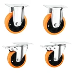 Suwas Trolley 76mm x 32mm 300Kg. Loading Capacity PU (Polyurethane) Set Of 2 Fixed & 2 Brake Castor Wheel (Pack of 4)