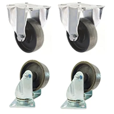 Suwas Trolley 76mm x 32mm 500Kg. Loading Capacity CI (Cast Iron) Set Of 2 Fixed & 2 Swivel Castor Wheel (Pack of 4)