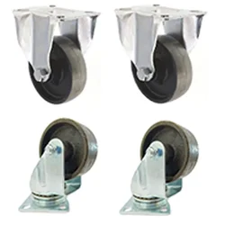 Suwas Trolley 76mm x 32mm 500Kg. Loading Capacity CI (Cast Iron) Set Of 2 Fixed & 2 Swivel Castor Wheel (Pack of 4)