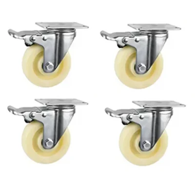 Suwas Trolley 76mm x 32mm 75Kg. Loading Capacity Nylon Brake Castor Wheel (Pack of 4)