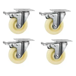 Suwas Trolley 76mm x 32mm 75Kg. Loading Capacity Nylon Brake Castor Wheel (Pack of 4)