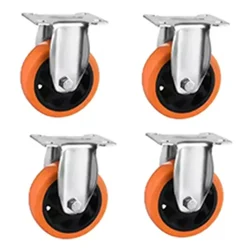 Suwas Trolley 76mm x 32mm 75Kg. Loading Capacity PU (Polyurethane) Fixed Castor Wheel (Pack of 4)