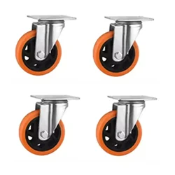 Suwas Trolley 76mm x 32mm 75Kg. Loading Capacity PU (Polyurethane) Swivel Castor Wheel (Pack of 4)