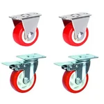 Suwas Trolley 76 mm x 32 mm 300Kg. Load Capacity PU (Polyurethane) Set Of 2 Fixed & 2 Brake Castor Wheel (Pack of 4)