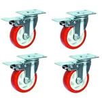 Suwas Trolley 76mm x 32mm 75Kg. Loading Capacity PU (Polyurethane) Brake Castor Wheel (Pack of 4)