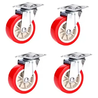 Suwas Trolley 76mm x 32mm 75Kg. Loading Capacity PU (Polyurethane) Swivel Castor Wheel (Pack of 4)