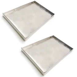 Pack of 2 Stainless Steel Sweet Tray For Display Sweets, Desserts, Confections, Mithai, Cookies, Pastries, etc.(Size-15x15x2.5 inch)