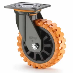 Heavy Duty Skid Proof 150 MM / 6 Inch PU With PP Core Double Ball Bearing Swivel Caster Wheel