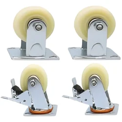  Suwas Trolley 4 x 2 Inch Pack Of 4 Nylon Caster Wheel With 1200 Kg Load Capacity (2 Fixed and 2 Swivel With Brake ) | 6 Months Warranty