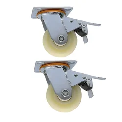 Suwas Trolley 4 x 2 Inch Pack Of 2 PP Caster Wheel With 300 Kg Load Capacity (Swivel With Brake Type) | 6  Months Warranty