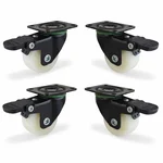 Heavy Duty 38 MM / 1.5 Inch Pack Of 4 Swivel With Brake Type Plain Bore PP Caster Wheel