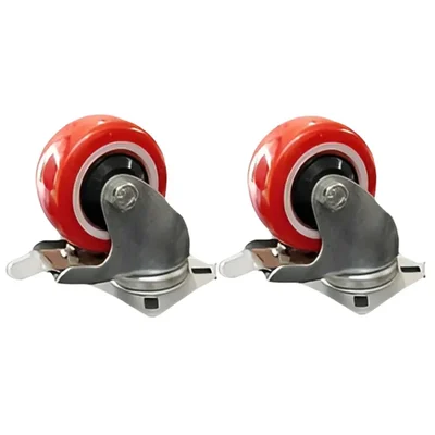 Suwas Trolley 4 x 2 Inch Pack Of 2 PU Caster Wheel With 125 Kg Load Capacity (Swivel With Brake) | 6 Months Warranty